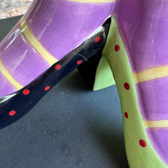 Dept 56 Patience Brewster witch feet Halloween spooky cake plate stand decor - Picture 10 of 15